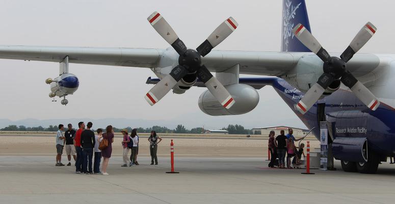 The public visits the NSF/NCAR C-130 during an Open House during WE-CAN
