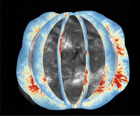 Illustration of the global coronal magnetic field as the Sun rotates