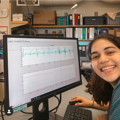 REU student working on their computer