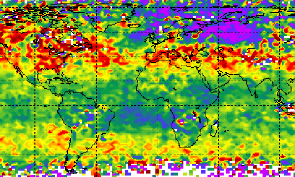 Map showing monthly carbon dioxide in troposphere