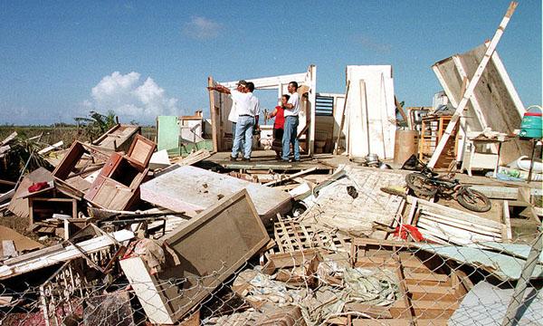 A home destroyed by a hurricane in Puerto Rico