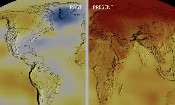 Average temperatures from NASA comparing past (1980-1984) with present (2012-2016)