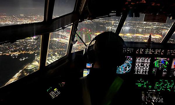 New York City at night from the C-130 cockpit